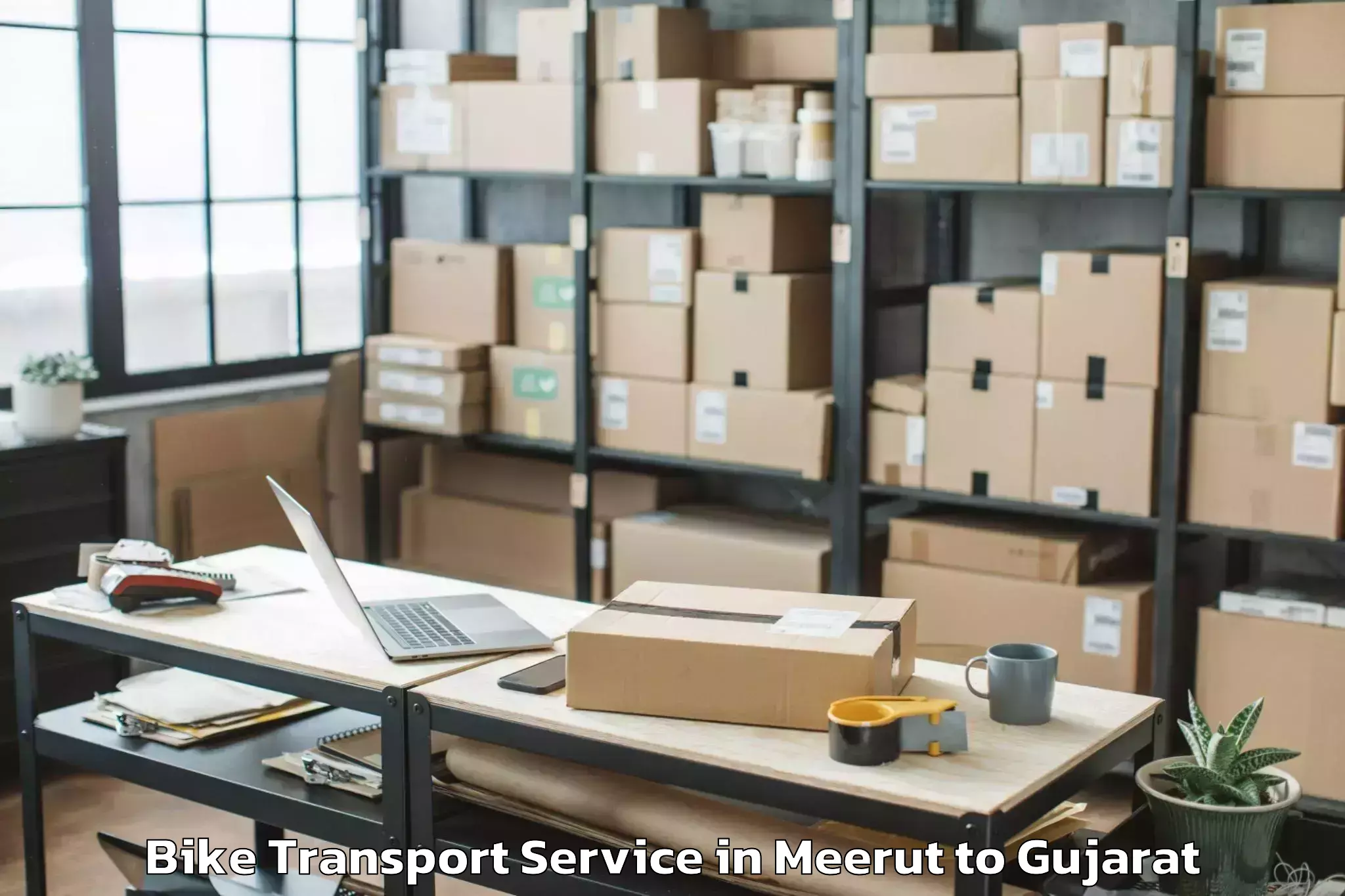 Book Meerut to Vansda Bike Transport Online